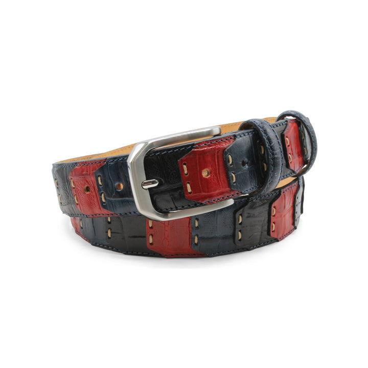 Huxley Tanner "Montana" Patchwork Alligator Texture Leather Belt