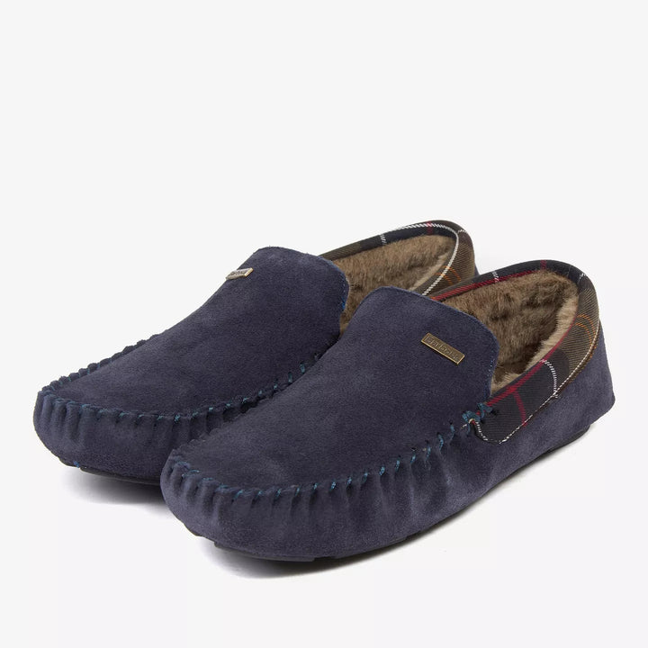 Barbour Monty Moccasin Slipper - Navy Suede