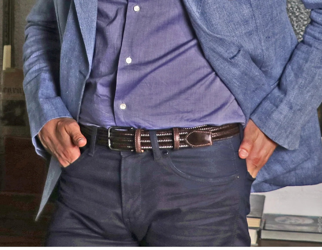 Huxley Tanner "Owens" Stretch Leather Handweave Belt