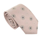 Floral Medallion Linen Weave Silk Tie -Pink