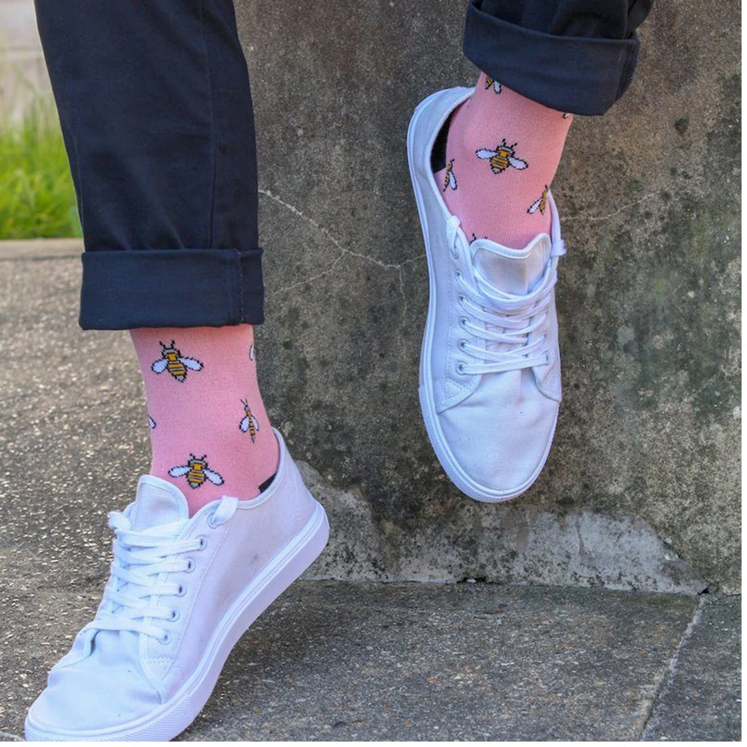 Swole Panda Pink Bumblebee Bamboo Socks