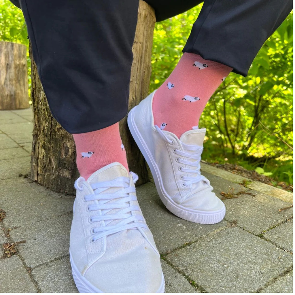Swole Panda Sheep Bamboo Socks - Pink