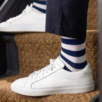 Swole Panda Navy, Yellow & Blue Striped Bamboo Socks