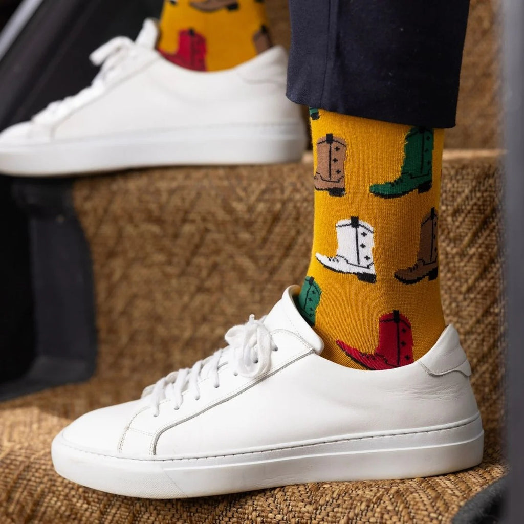 Swole Panda Mustard Cowboy Bamboo Socks
