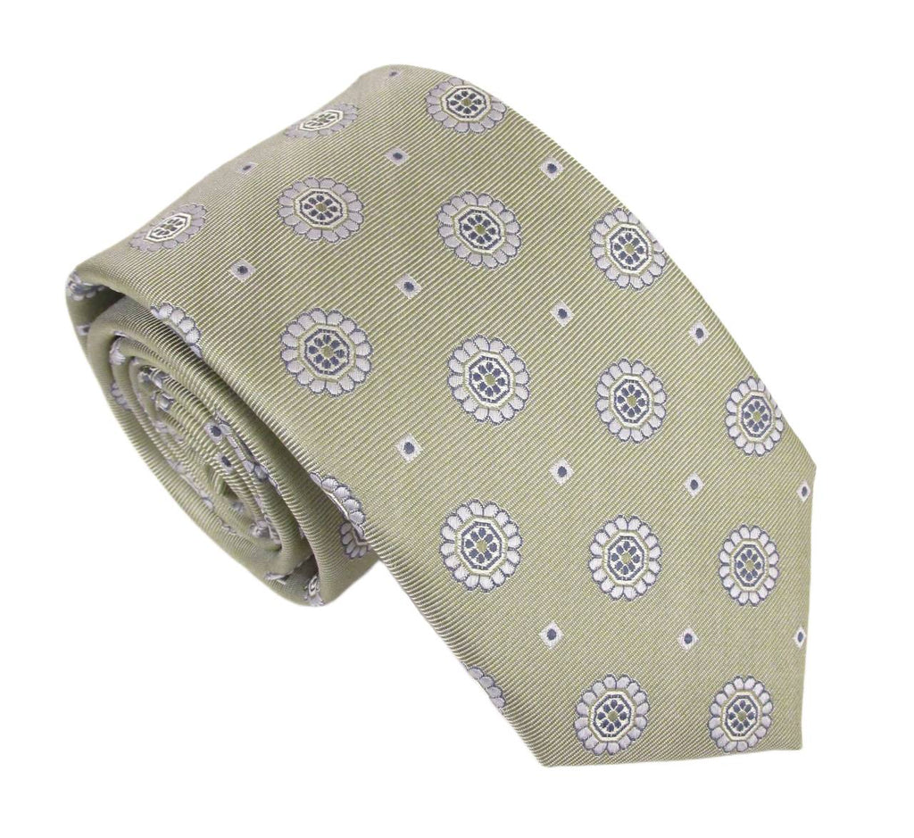 Floral Medallion Silk Tie - Sage Green