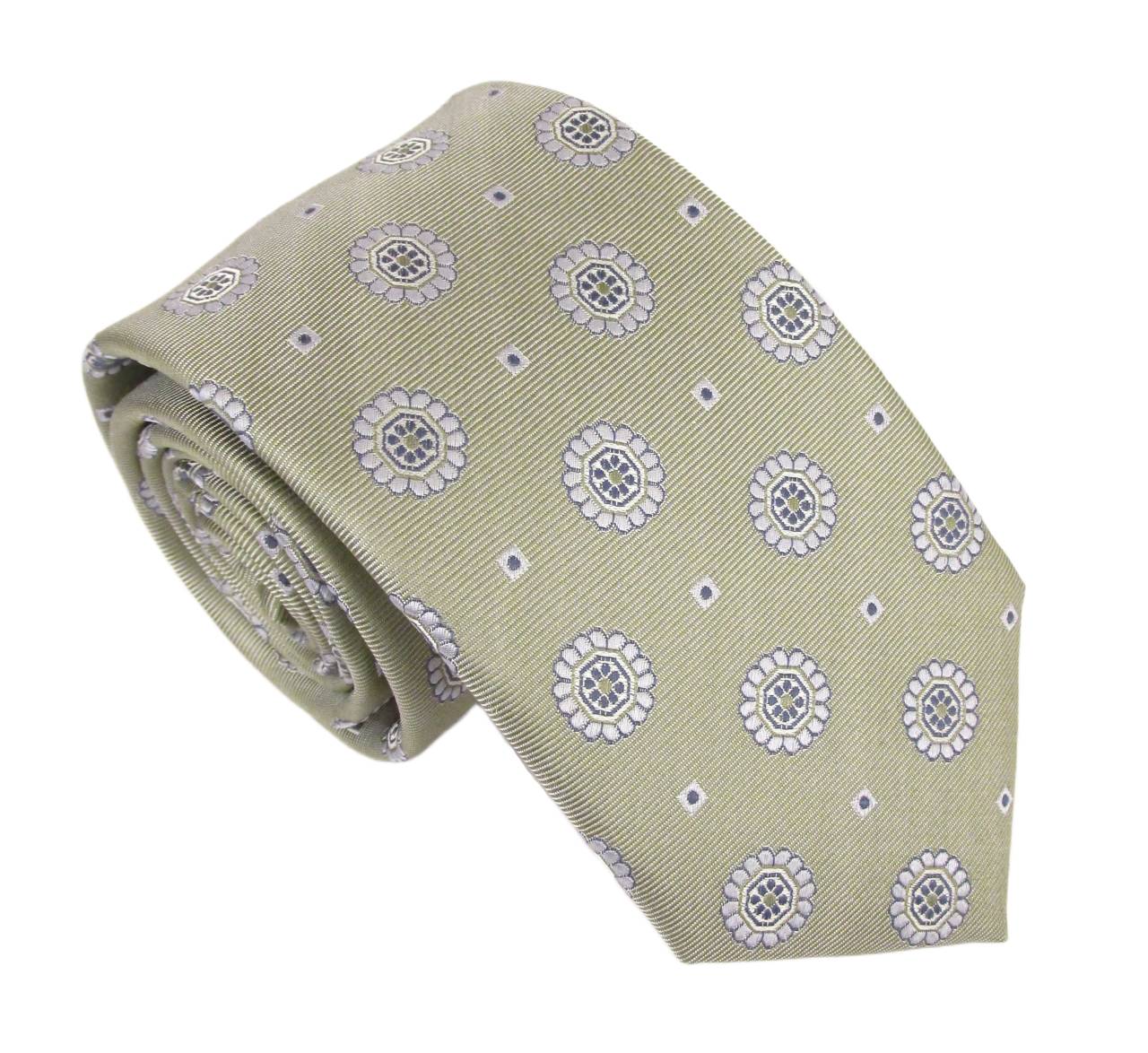 Floral Medallion Silk Tie - Sage Green