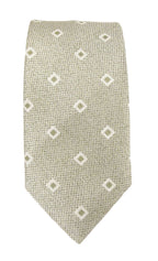Square Dot Linen Weave Silk Tie - Sage Green