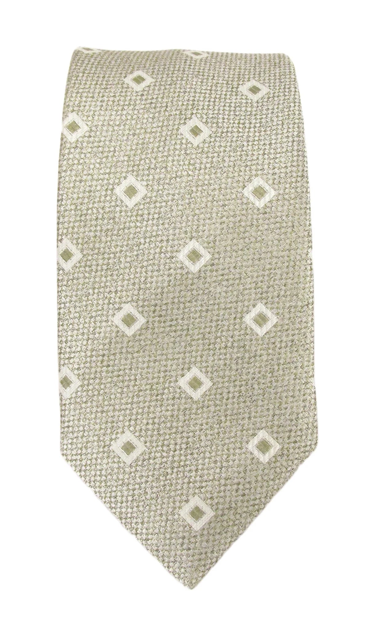 Square Dot Linen Weave Silk Tie - Sage Green