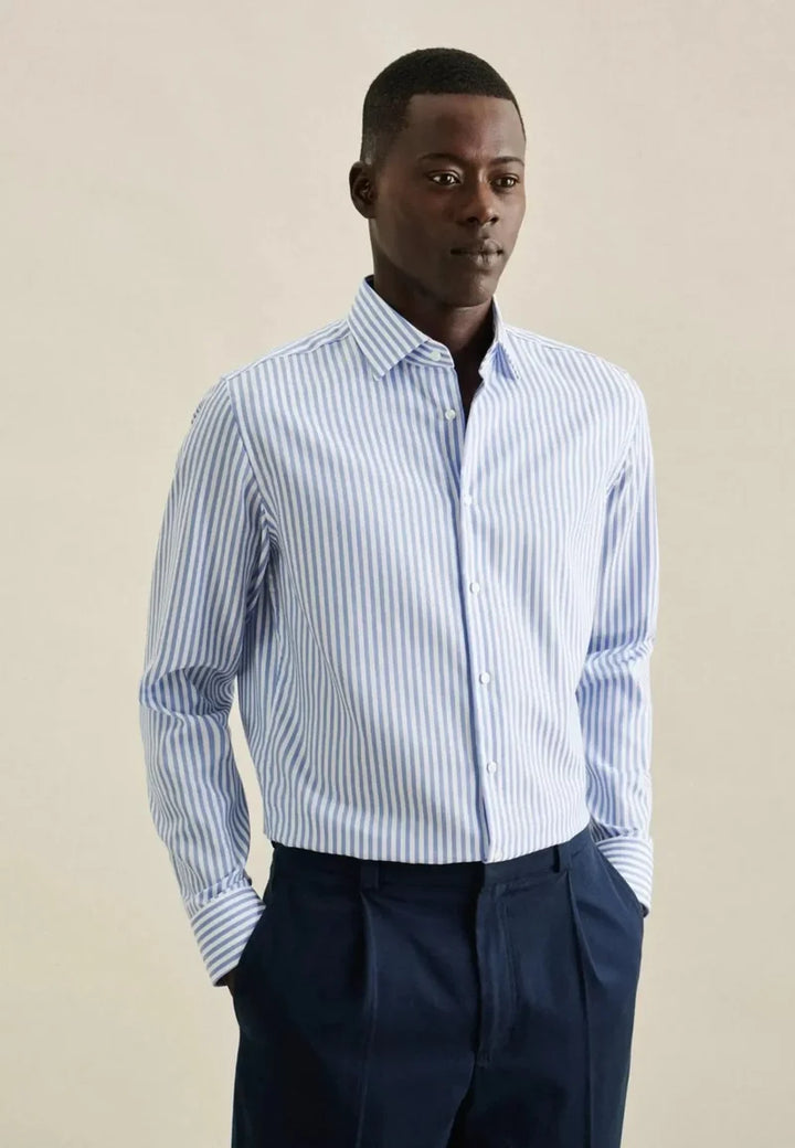 Seidensticker Kent Stripe Shirt - Blue