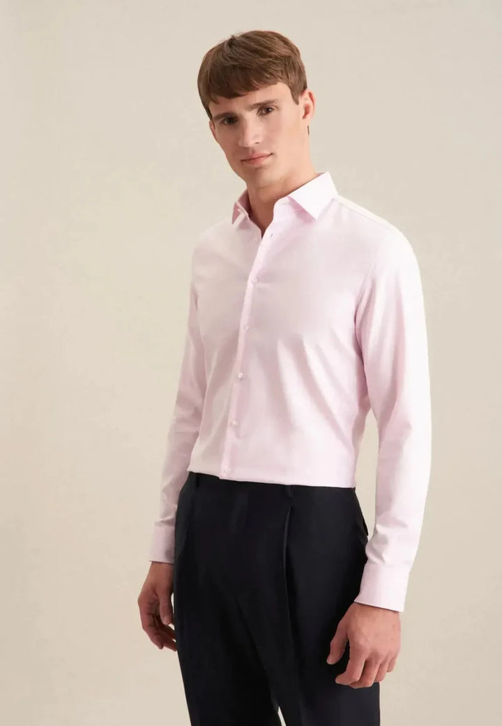 Seidensticker New Kent Shaped Twill Shirt - Pink