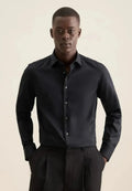 Seidensticker New Kent Shaped Twill Shirt - Black