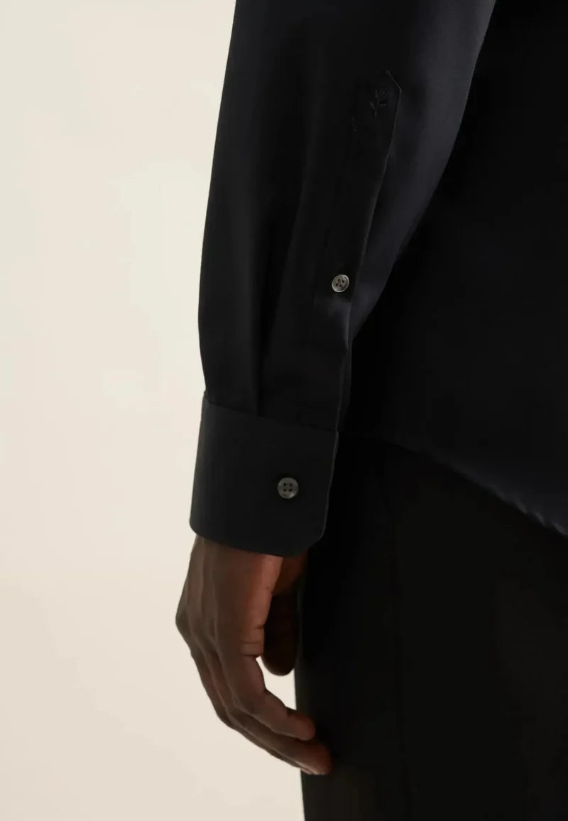 Seidensticker New Kent Shaped Twill Shirt - Black