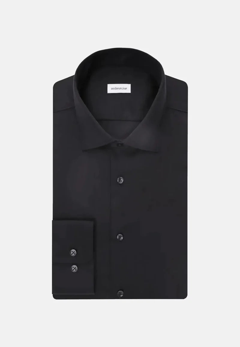 Seidensticker New Kent Shaped Twill Shirt - Black