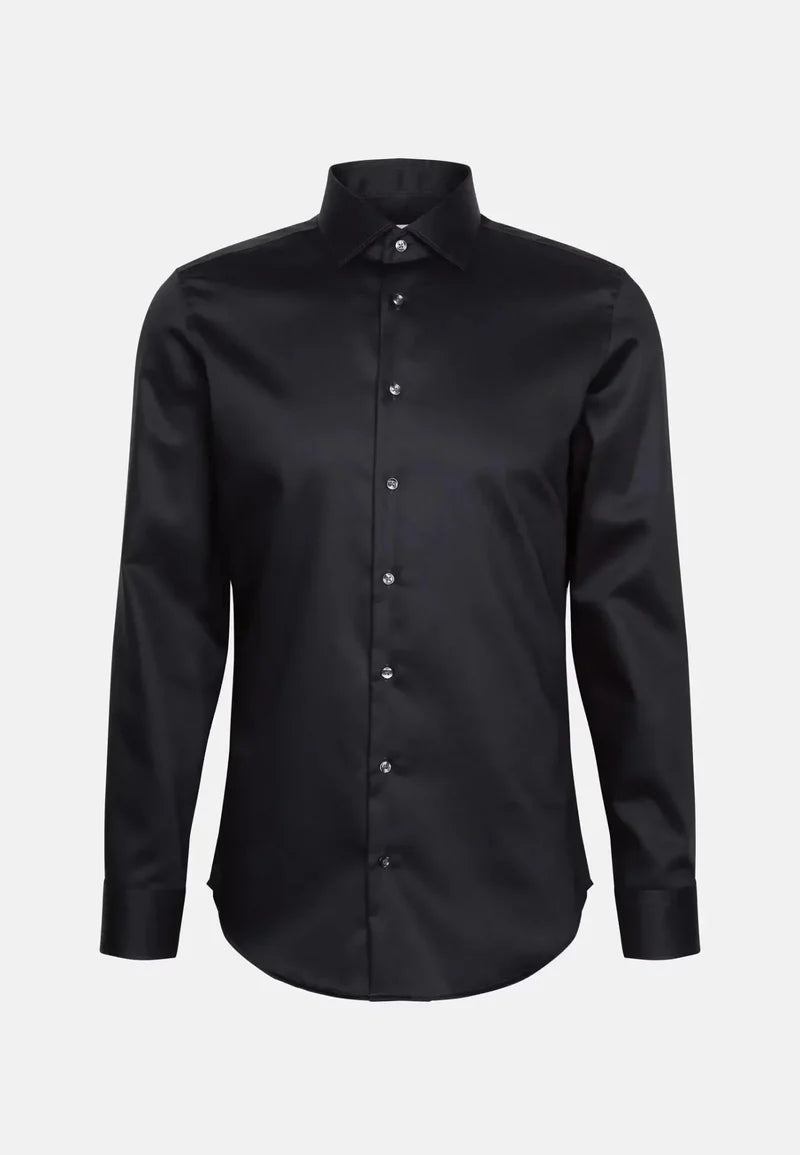 Seidensticker New Kent Shaped Twill Shirt - Black