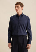 Seidensticker New Kent Shaped Twill Shirt - Navy