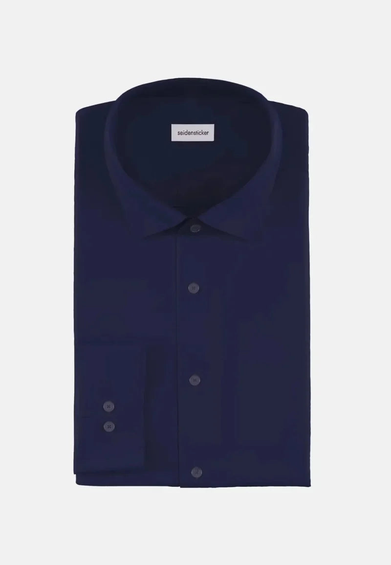 Seidensticker New Kent Shaped Twill Shirt - Navy