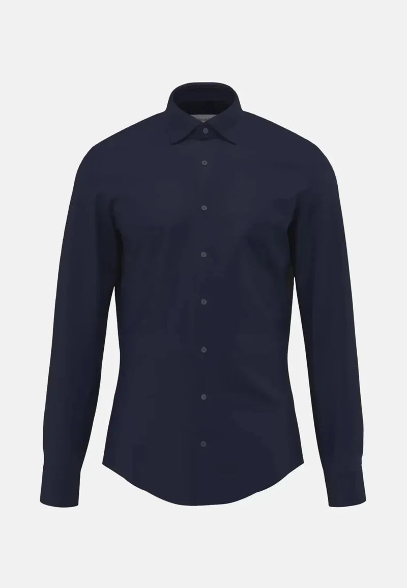 Seidensticker New Kent Shaped Twill Shirt - Navy