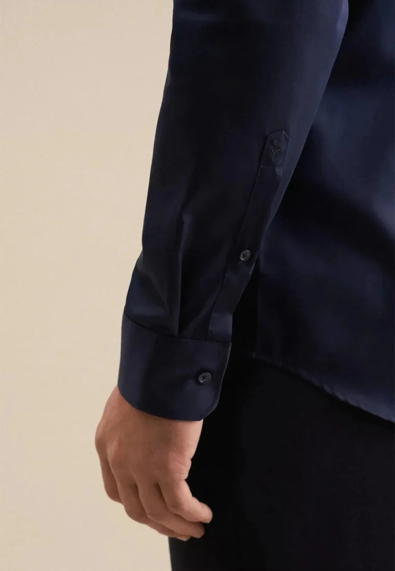 Seidensticker New Kent Shaped Twill Shirt - Navy