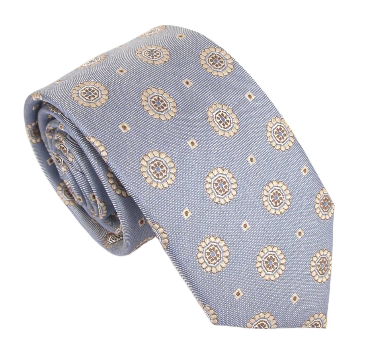 Floral Medallion Silk Tie - Sky Blue