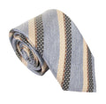 Pastel Stripe Linen Weave Silk Tie - Blue