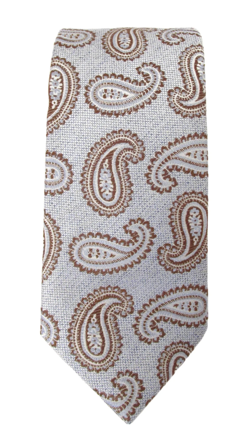 Paisley in Linen Finish Silk Tie - Sky Rust