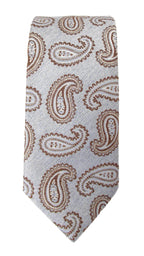 Paisley in Linen Finish Silk Tie - Sky Rust