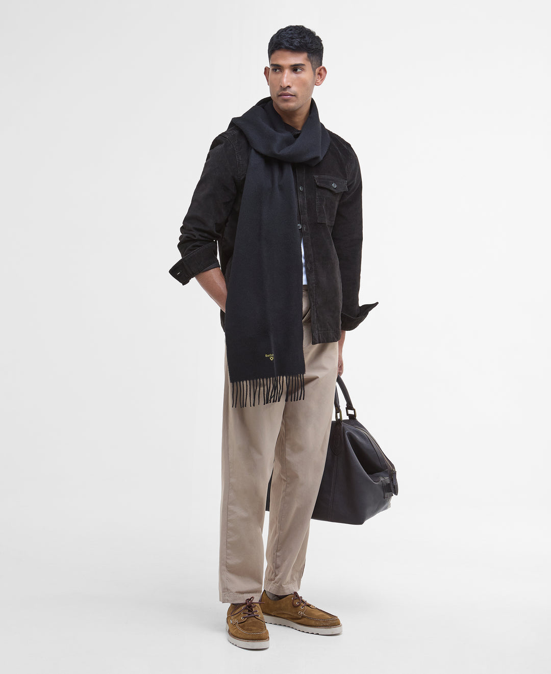 Barbour Plain Lambswool Scarf - Black