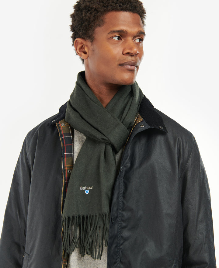 Barbour Plain Lambswool Scarf - Forest Green