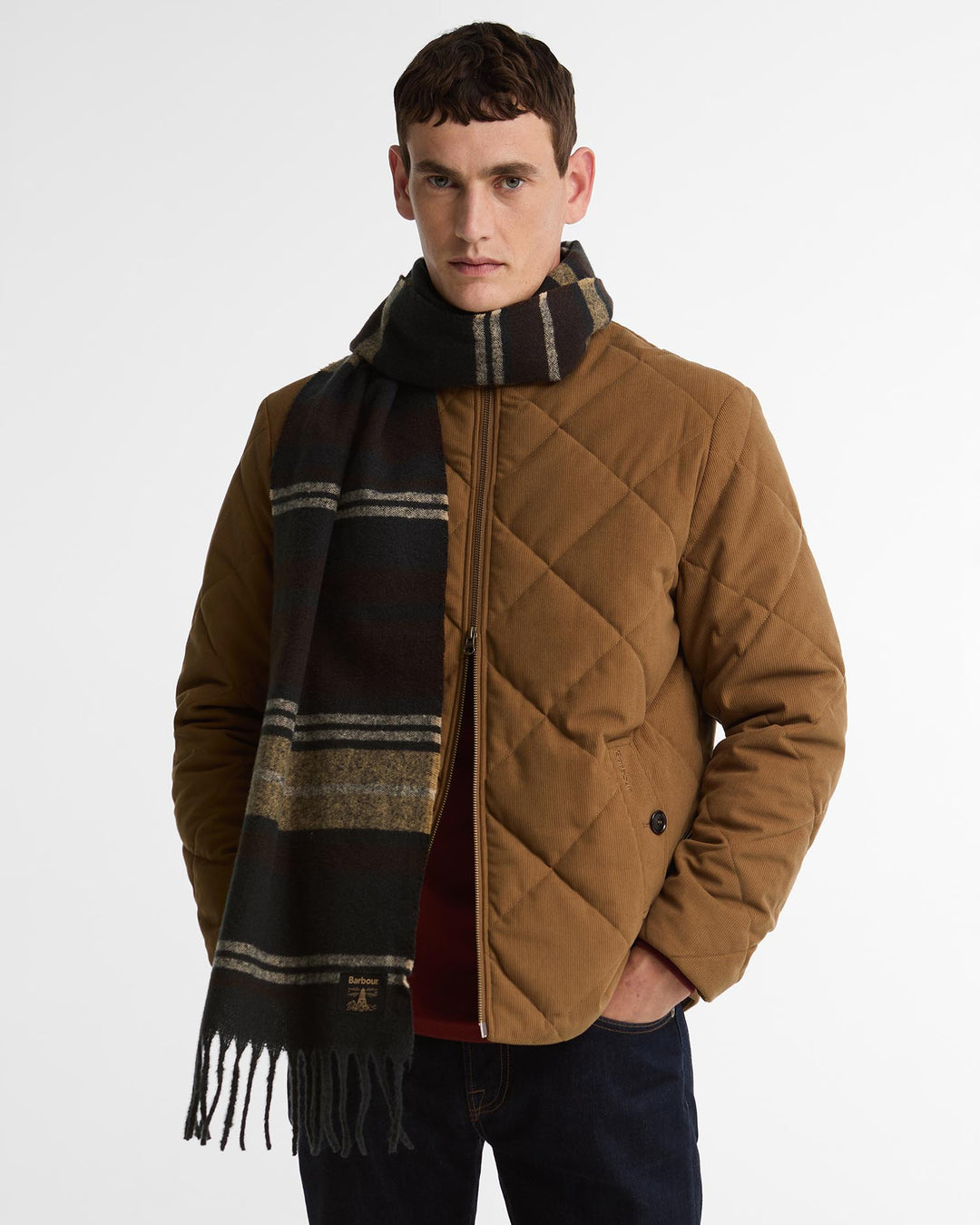 Barbour Alston Stripe Scarf - Birchwood Mix Tartan