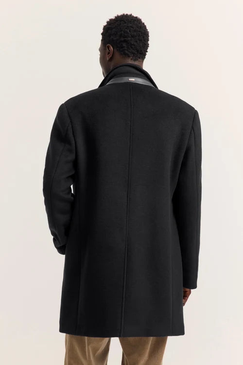 Bugatti Wool Overcoat with Zip Insert - Navy