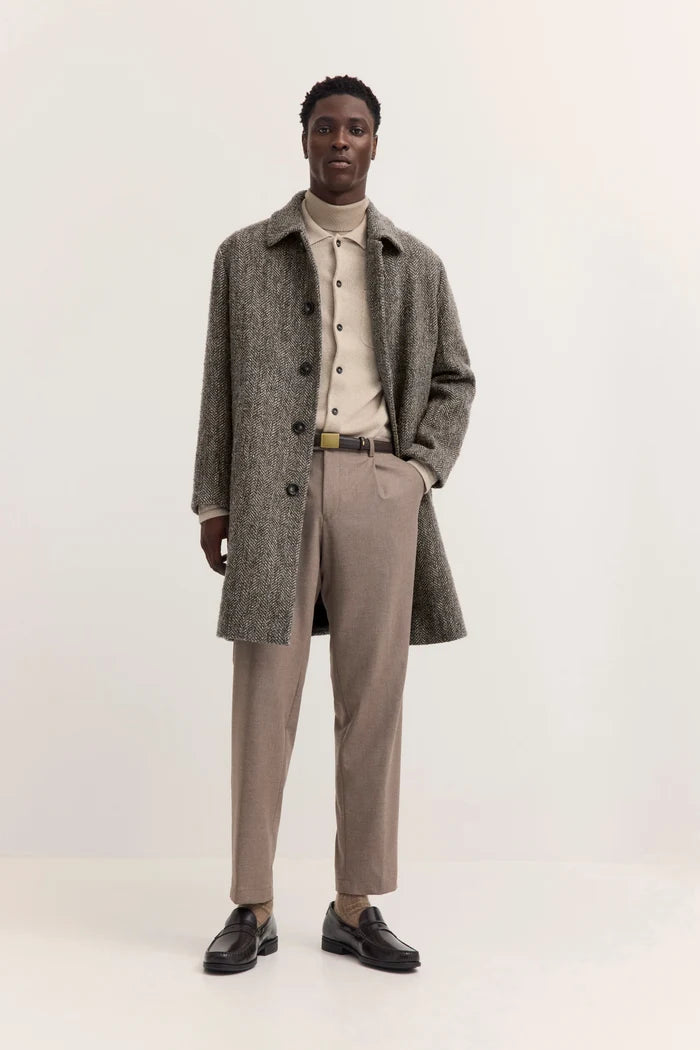 Bugatti Herringbone Wool Blend Overcoat - Grey