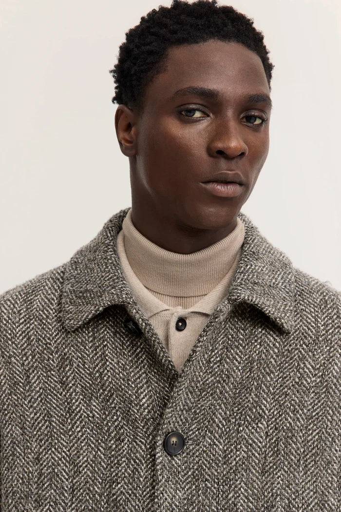 Bugatti Herringbone Wool Blend Overcoat - Grey