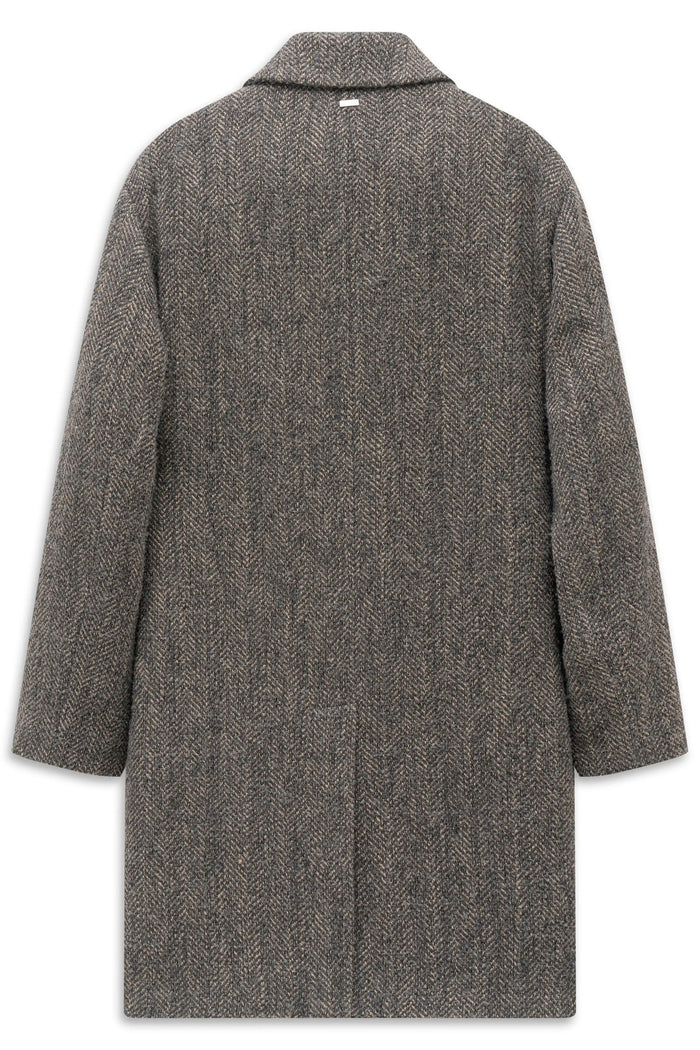 Bugatti Herringbone Wool Blend Overcoat - Grey