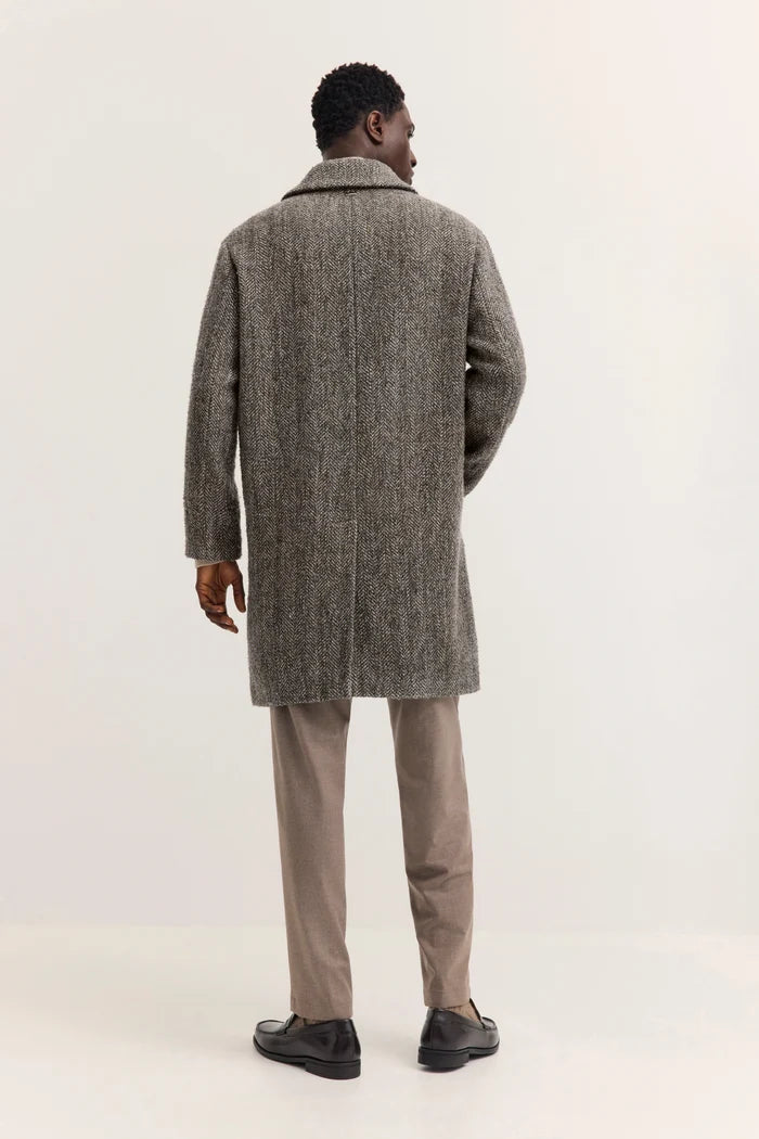 Bugatti Herringbone Wool Blend Overcoat - Grey