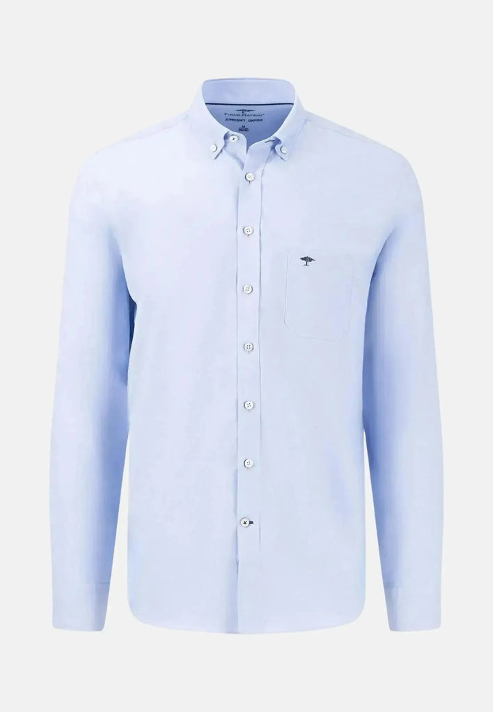 Fynch Hatton Cotton Button Down Oxford Shirt - Light Blue