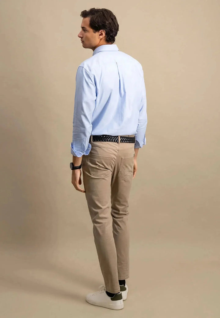 Fynch Hatton Cotton Button Down Oxford Shirt - Light Blue