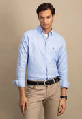 Fynch Hatton Cotton Button Down Oxford Shirt - Light Blue