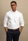 Fynch Hatton Cotton Button Down Oxford Shirt - White