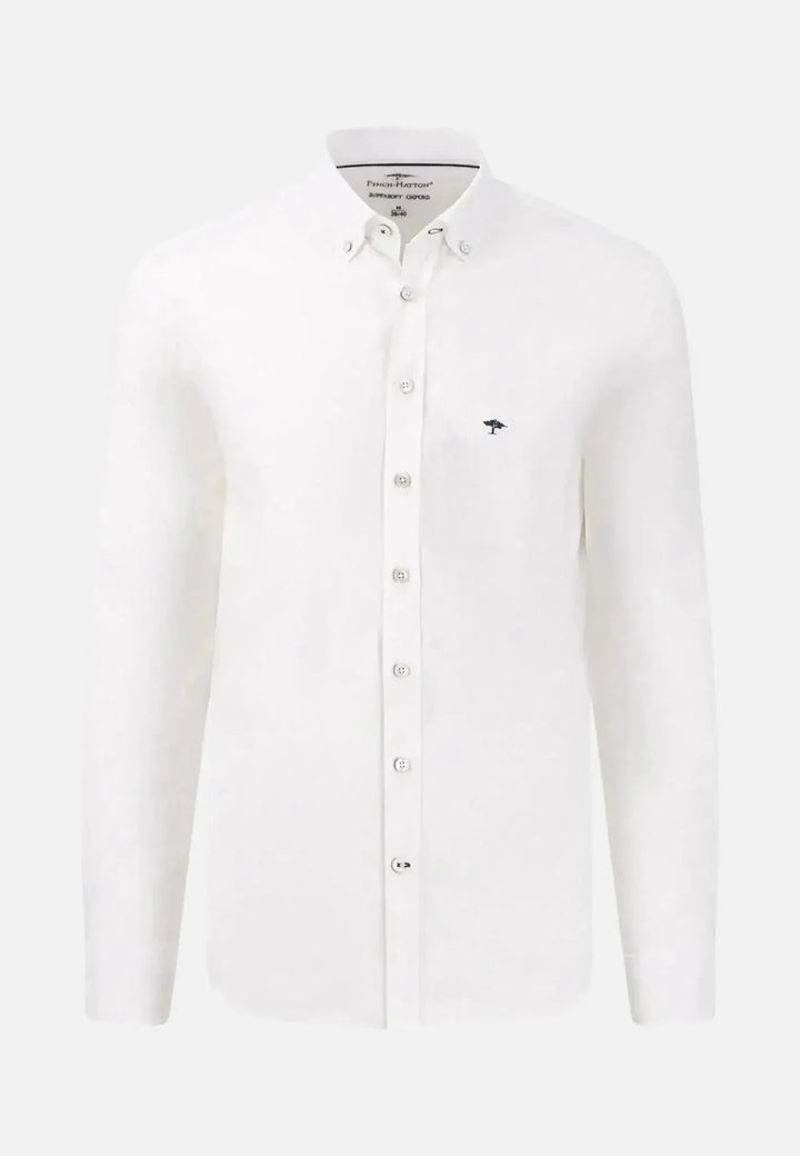 Fynch Hatton Cotton Button Down Oxford Shirt - White
