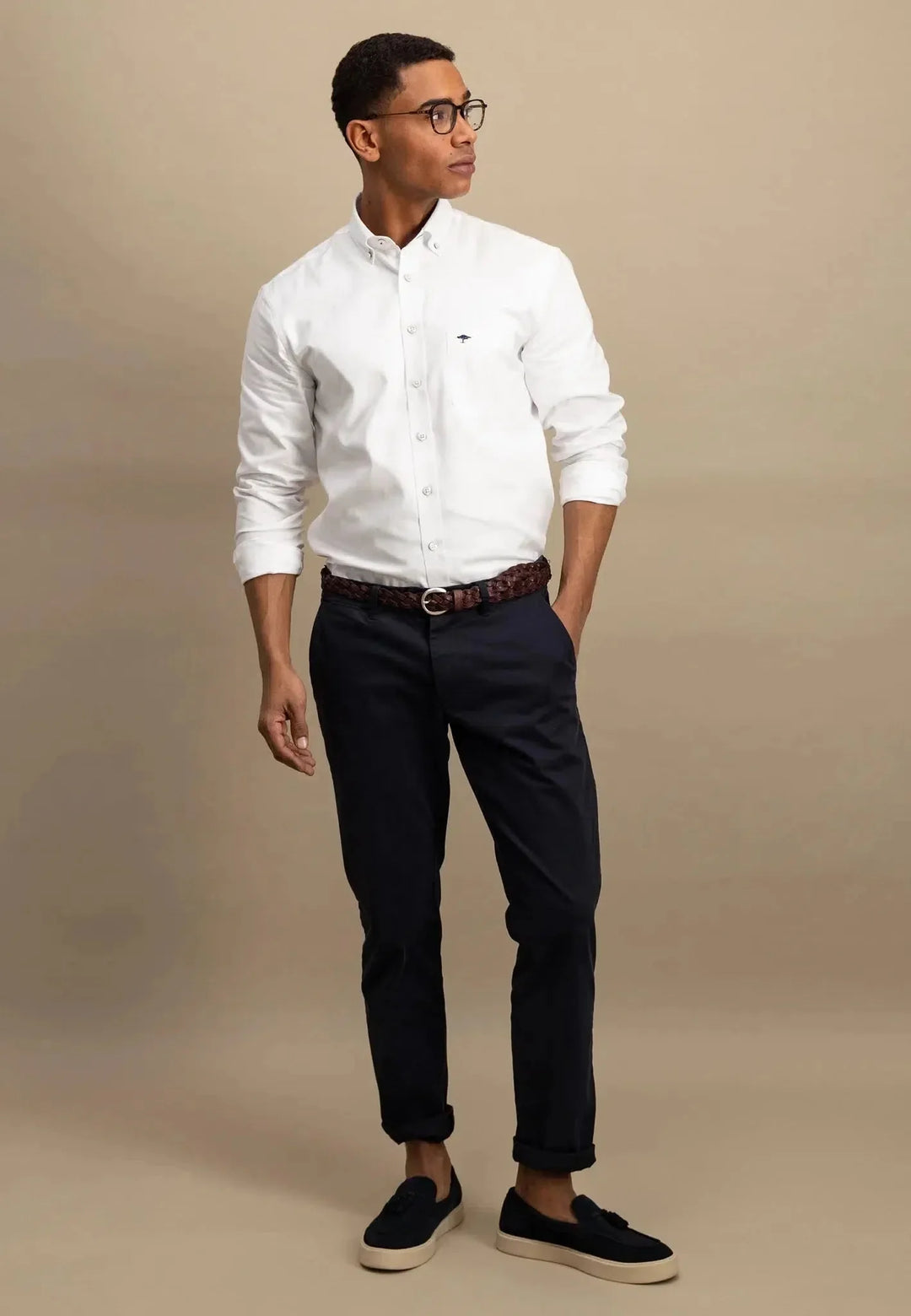 Fynch Hatton Cotton Button Down Oxford Shirt - White