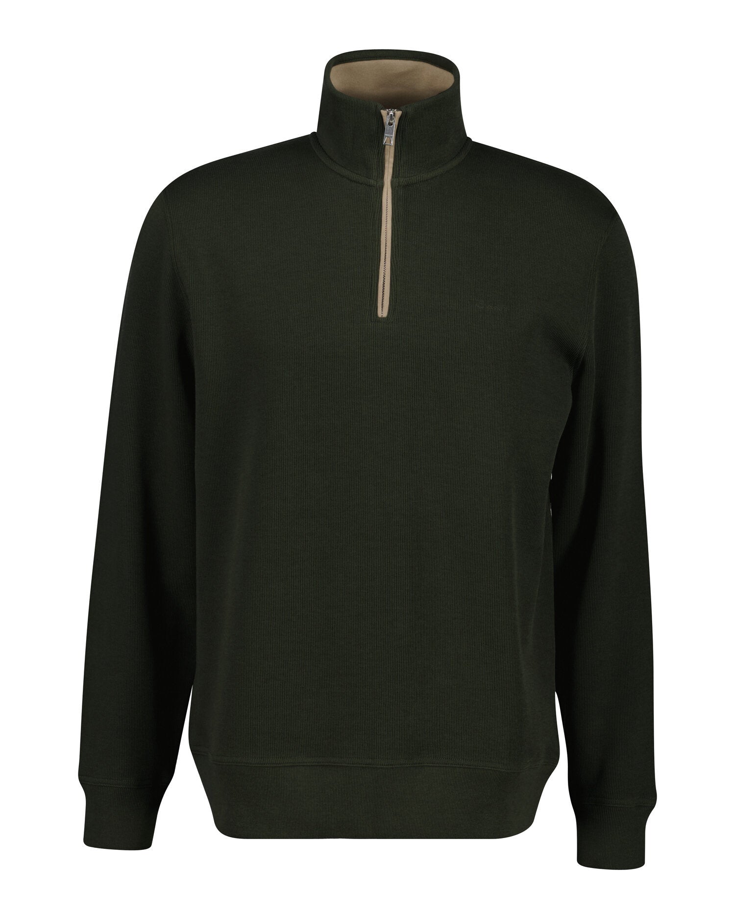 GANT Sacker Rib Half Zip Jumper - Dark Moss Green