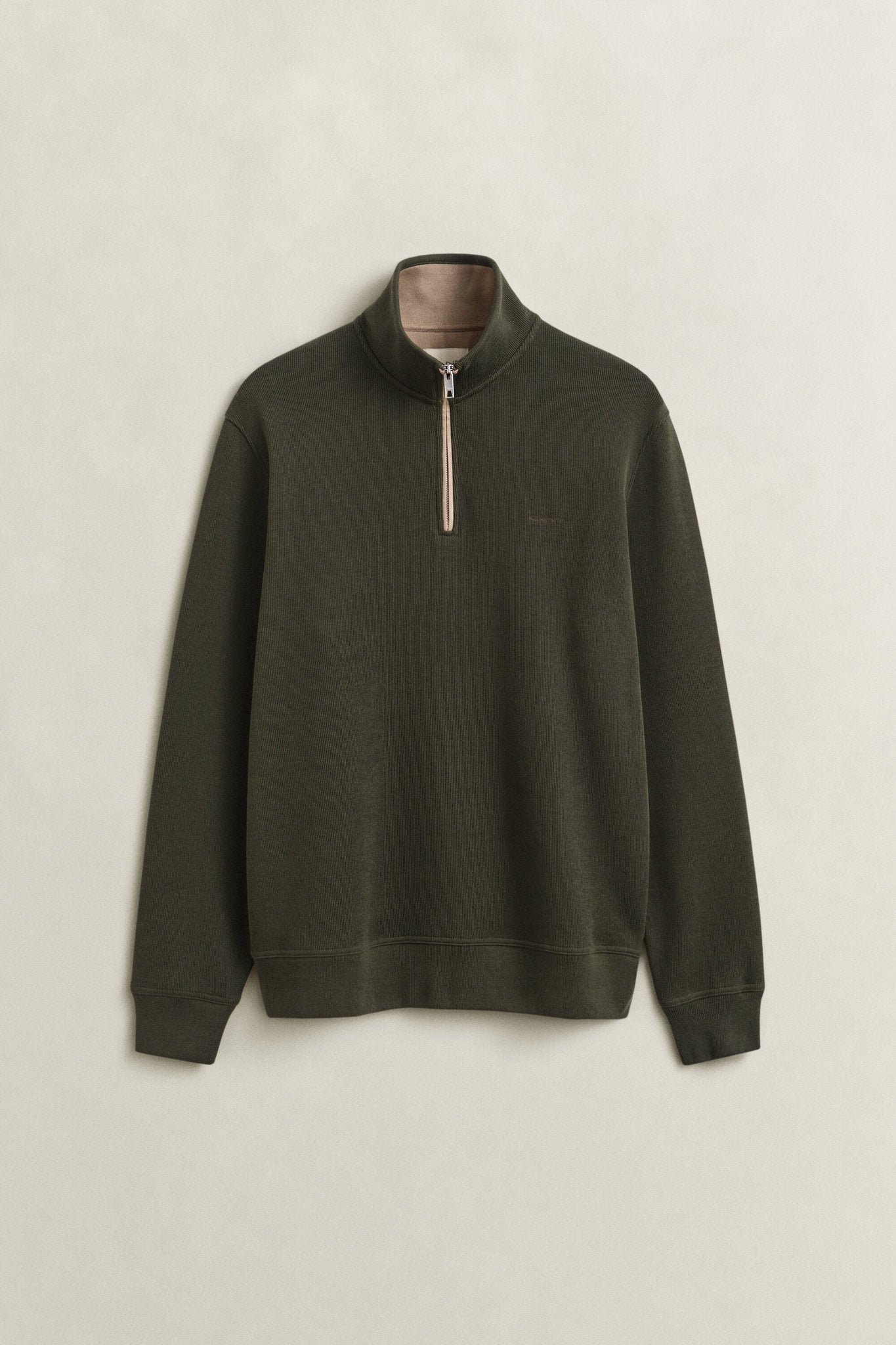 GANT Sacker Rib Half Zip Jumper - Dark Moss Green