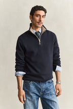 GANT Sacker Rib Half Zip Jumper - Evening Blue
