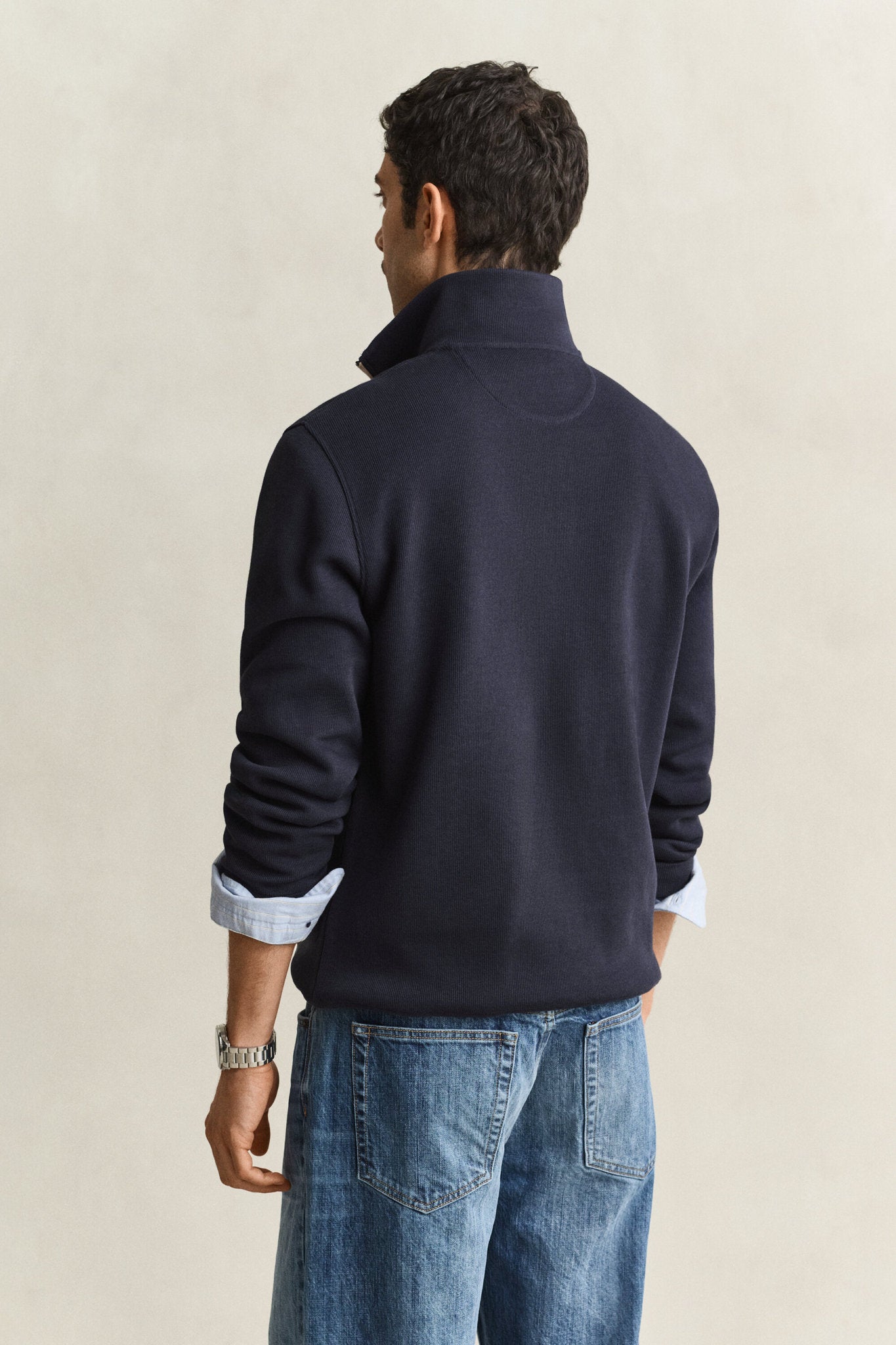 GANT Sacker Rib Half Zip Jumper - Evening Blue