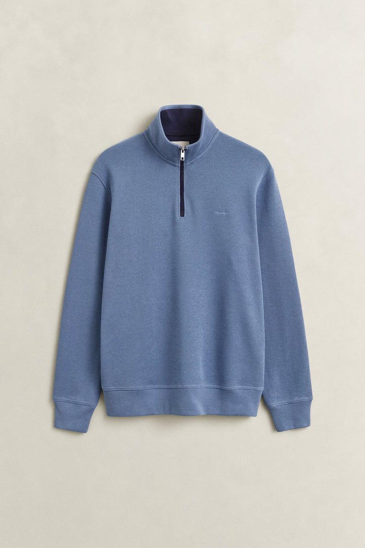 GANT Sacker Rib Half Zip Jumper - Blue Horizon