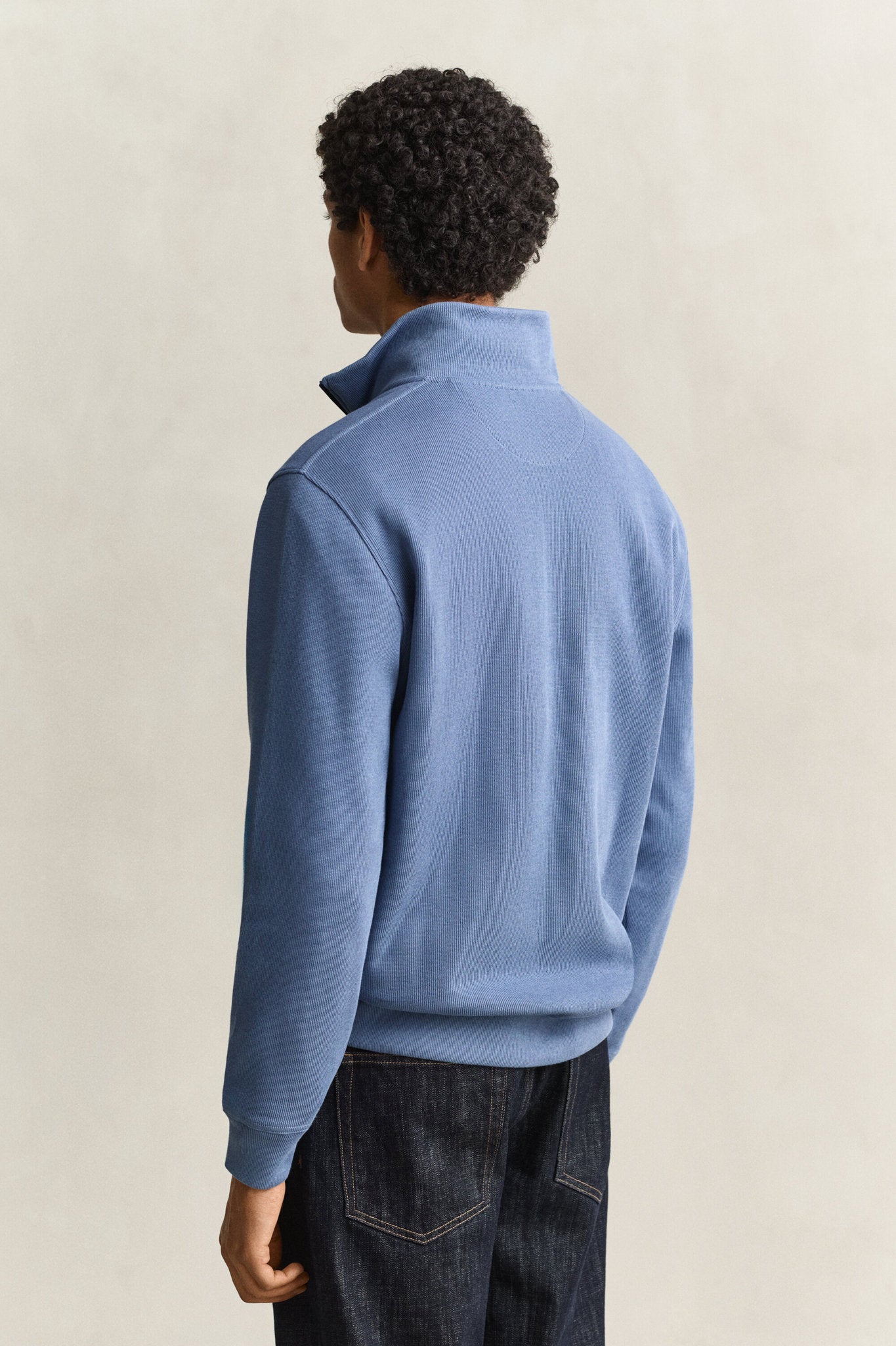 GANT Sacker Rib Half Zip Jumper - Blue Horizon