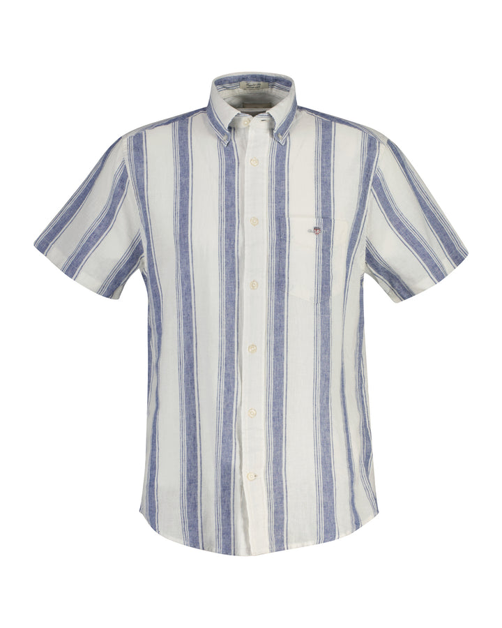 Gant Striped Cotton/Linen Short Sleeve Shirt