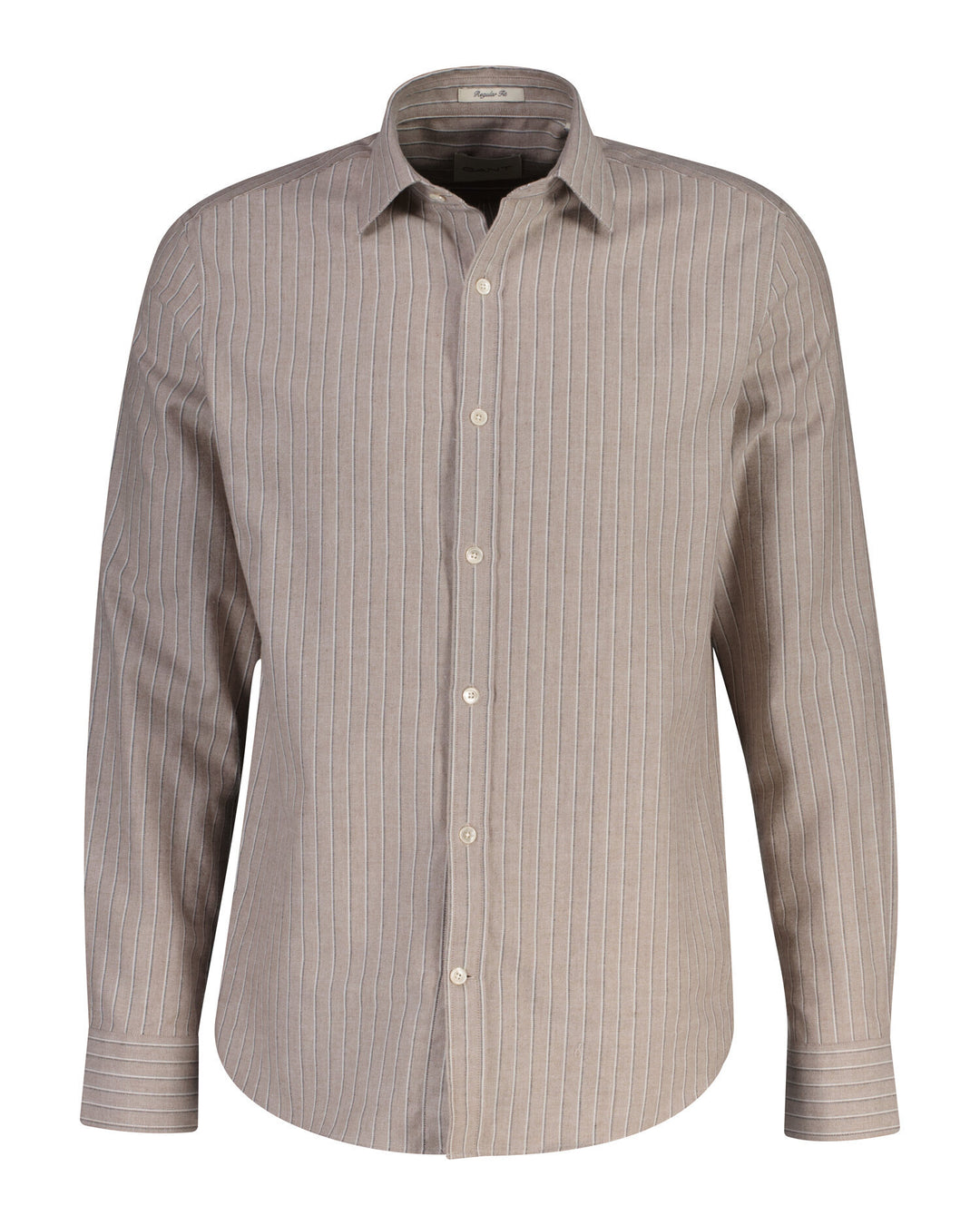 GANT Regular Flannel Melange Stripe Shirt - Light Brown