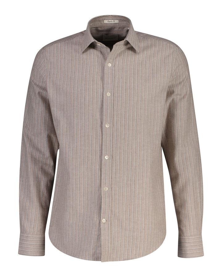 GANT Regular Flannel Melange Stripe Shirt - Light Brown