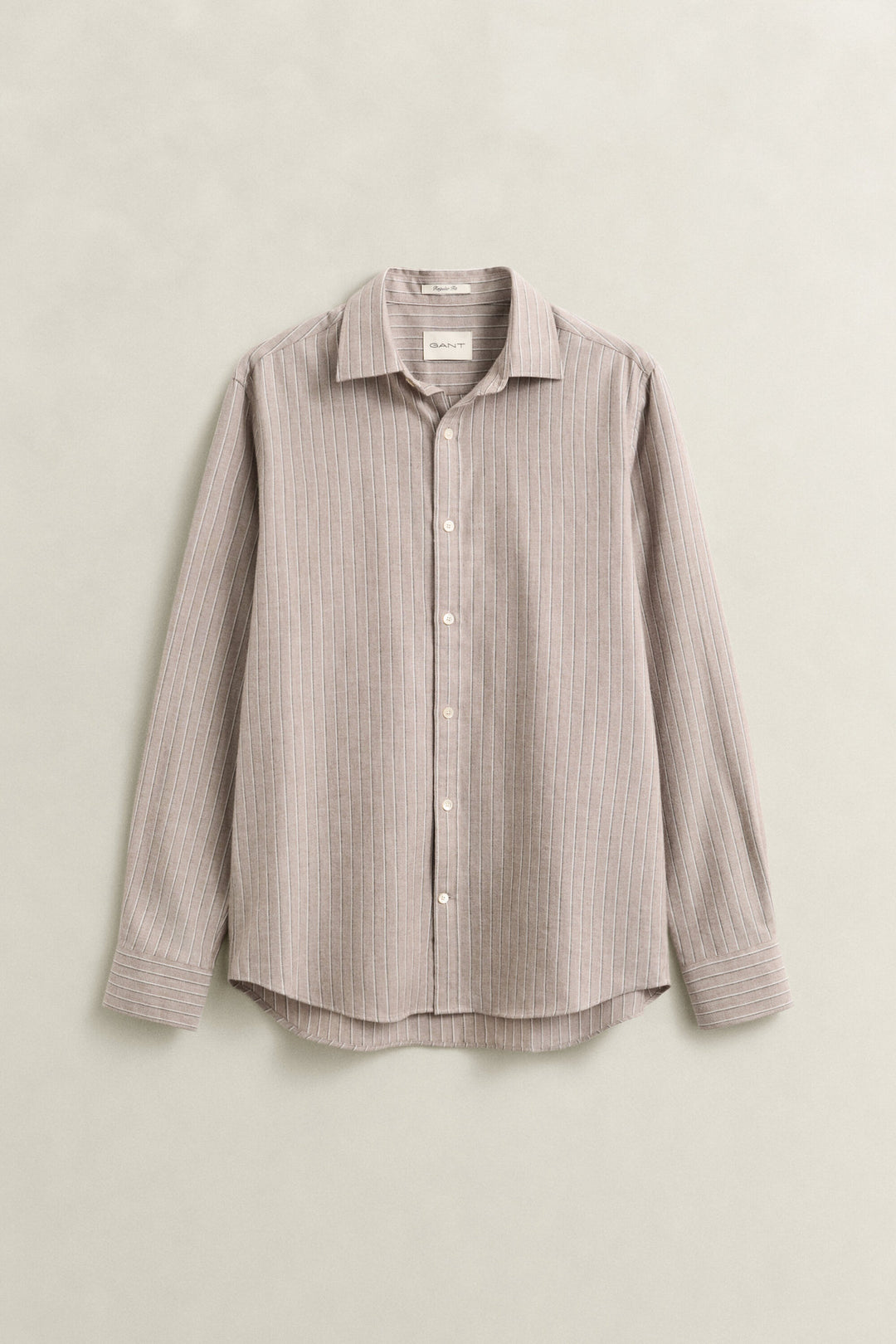 GANT Regular Flannel Melange Stripe Shirt - Light Brown
